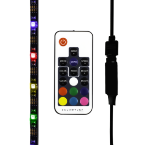 TIRA LED GAMER BALAM RUSH GAMING RBG STRIP SLX10 / 328 MODOS LUMINICOS RGB / COBERTURA SELLADA / CONTROL REMOTO / 80CM / ADHESIVO / IP65 / BR-931564